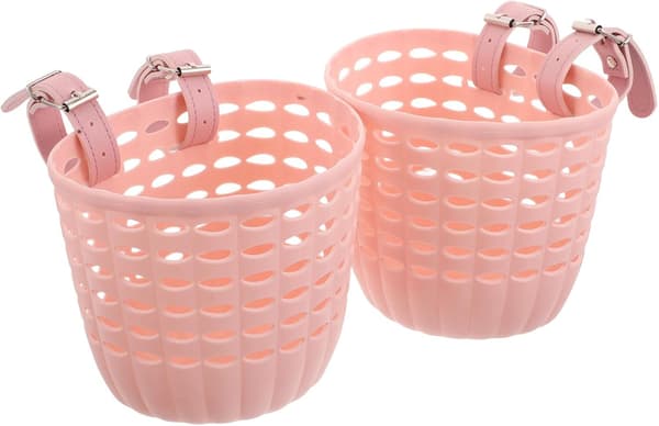 2 st cykelkorgar fram för styre bärbar rosa plastcykelkorg
