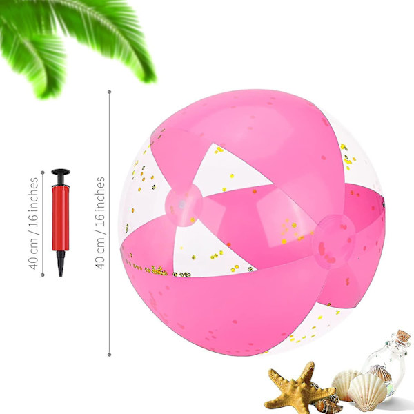 4 stk 16 tommers rosa oppblåsbare glittersekvensbeachballer