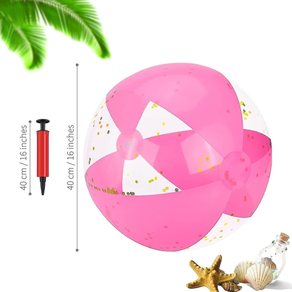 4 stk 16in rosa oppblåsbar glitter paljett strandball