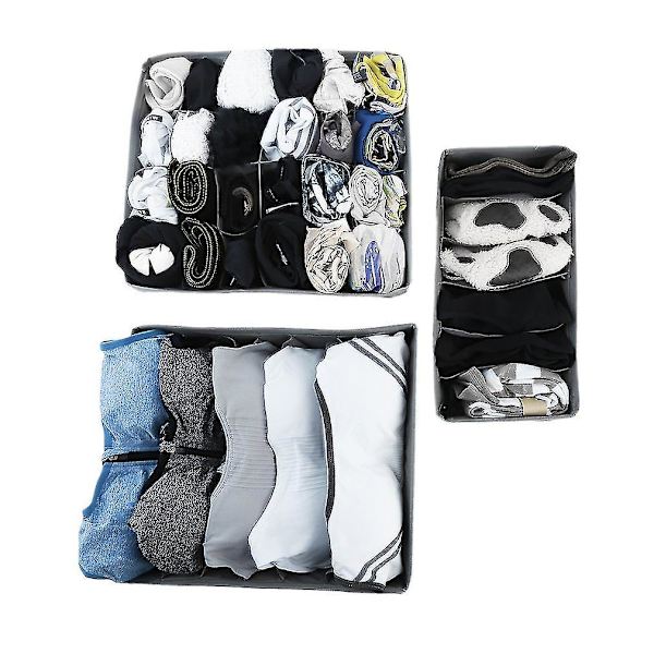 3-pack Underkläder, BH, Strumpor, Delare, Förvaringslådor