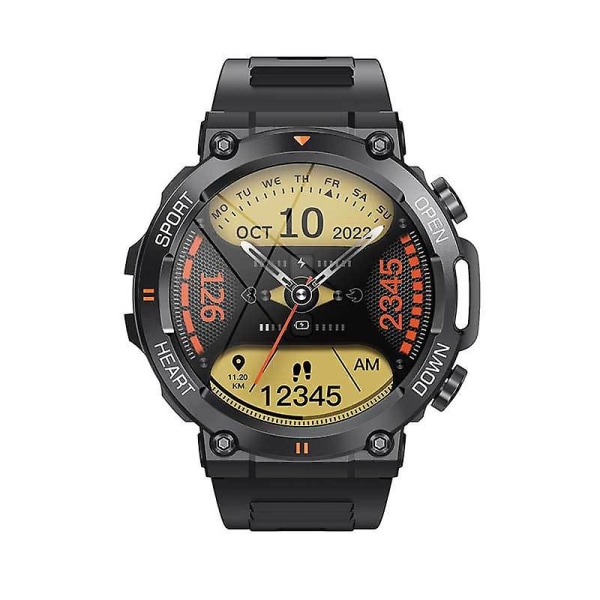 Trefaldig vattentät Smartwatch med samtal, musik, väder, 1,39 tum, pulsmätare, blodtryck, blodsyre Gray