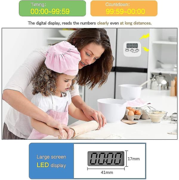 Elektronisk Køkken Timer, Digital Timer Med Lydalarm LCD Skærm