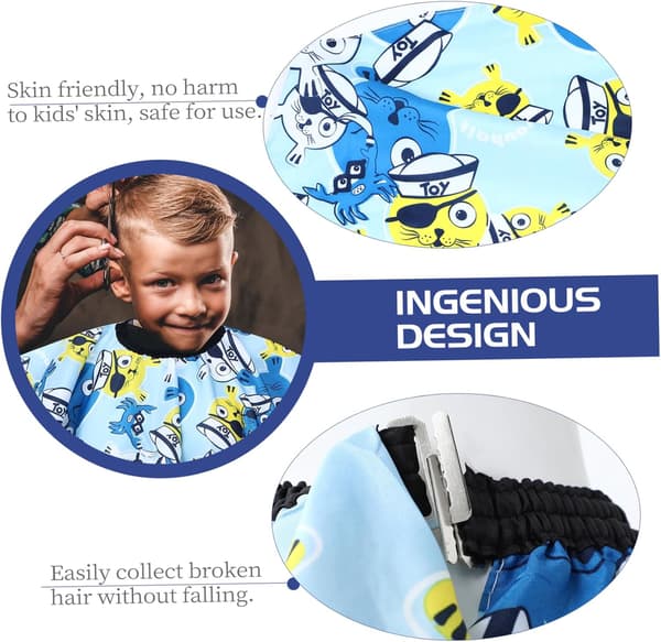 Frisørkappe med elastisk halsdesign for gutter og jenter, hårklippkappe for frisørsalonger