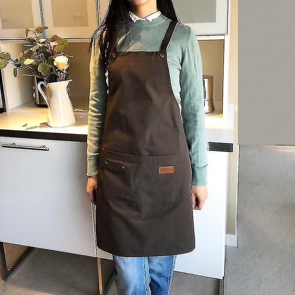 Unisex Köksförkläde i Canvas, Justerbart Förkläde med Bib