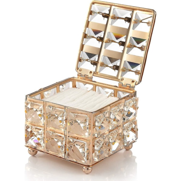 Krystal makeup opbevaringsboks med låg, diamant mønster, til vatpinde