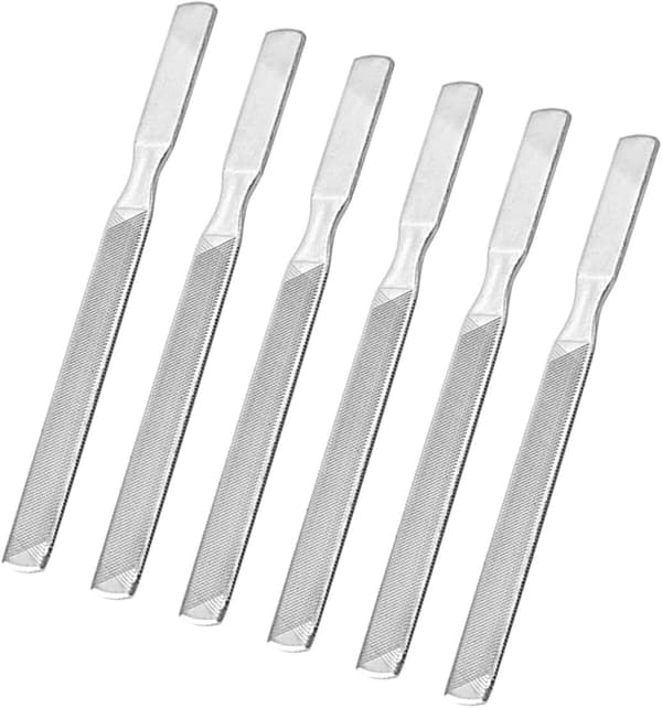 6 stk. neglefiler i rustfritt stål for manikyr og pedikyr, neglebuffer og glatter for sliping og polering