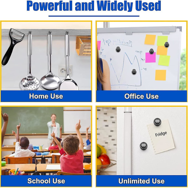 Køleskabsmagneter, 12 X 16 Mm Sorte Neodymmagneter Push Pins,