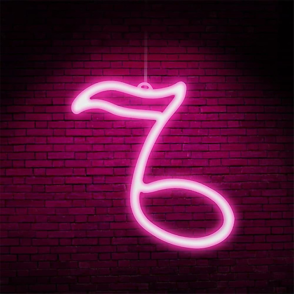 LED Neonlys Pink Note Lampe USB Batteriboks Dobbelt Brug