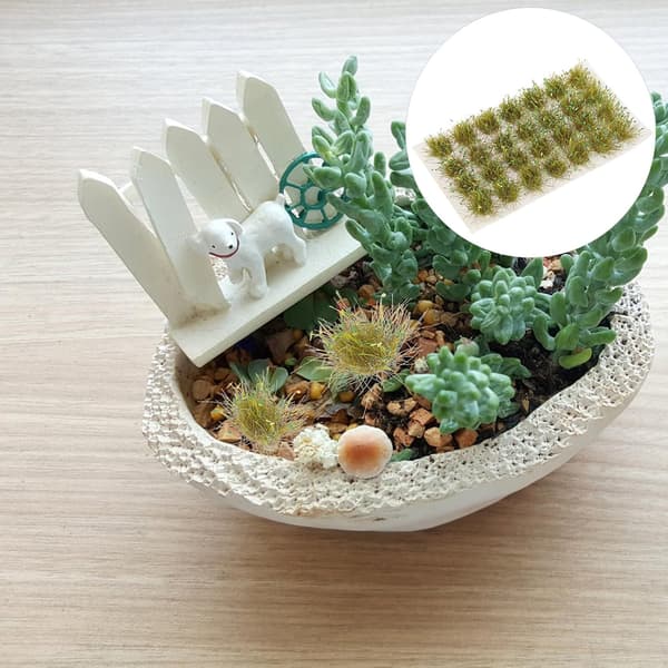 Modellgressdotter for Diorama-landskapsarbeid, 28 stk. Miniatyrgressklumper Grønne blader