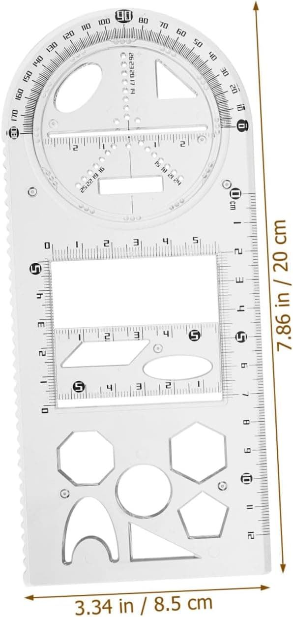 Multifunksjonell geometrisk tegnerlinjal roterbar gradskive, studenttegnesjablon