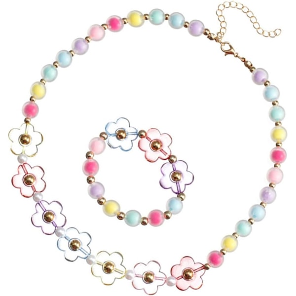 Smyckesset för flickor och pojkar, blomma armband halsband modesmycken säkra