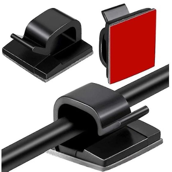 Mini selvklæbende kabelholder, sorte små kabelklemmer Selvklæbende kabelklemmer