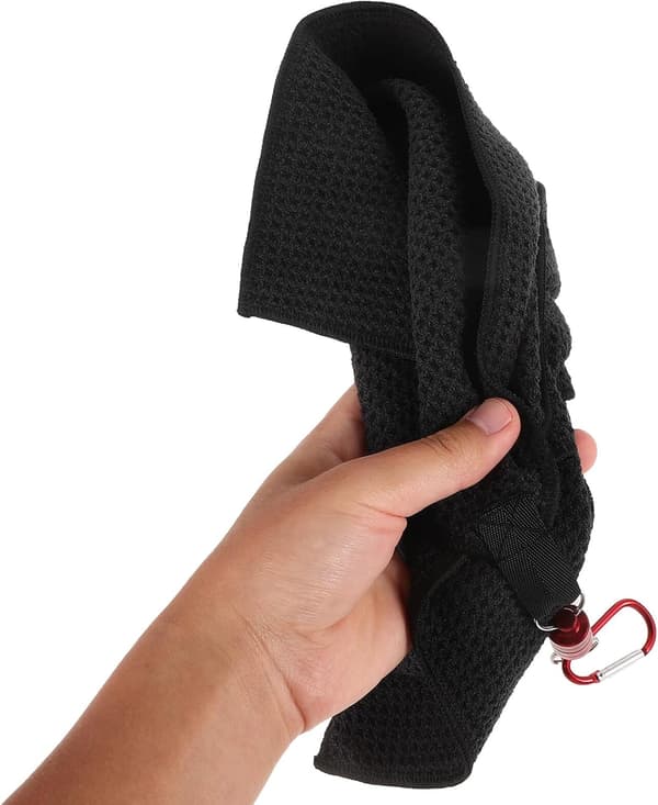 Magnetisk Golftørklædeklips Sort Mikrofiber Vaffel Golf Svedhåndklæde
