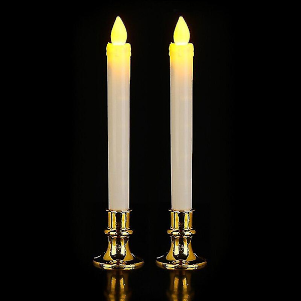 2 st LED-ljus Elektrisk Flammlös Ljus Guld Baser Dekoration