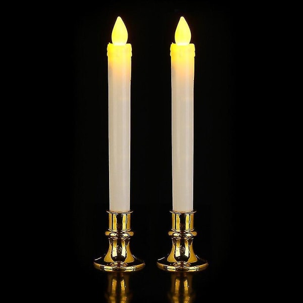 2 stk LED-lys Elektrisk Flammeløs Lys Gullbaser Dekor