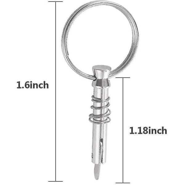 4 stk. 316 Rustfrit Stål Hurtigudløsningspinde Bådpindestop med Drop Cam 1/4\" x 1\" Greb Lanyard