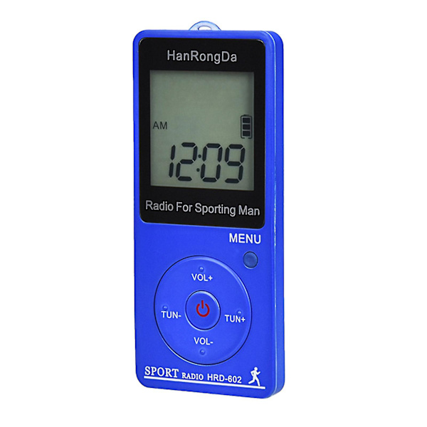 Fiauli Hrd-602 Digitalradio Mini - Enkel att använda med LCD-display - FM/AM Bärbar fickradio för vandring Blue