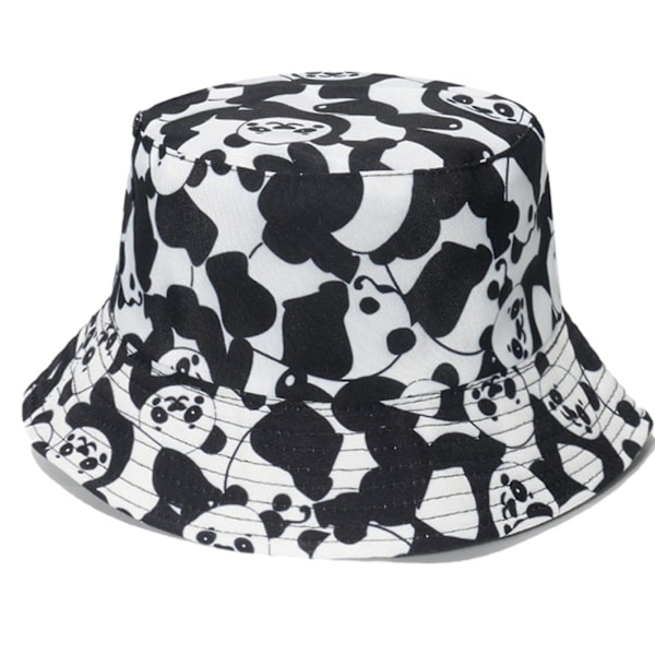 Avslappnad Fiskehatt All-match Cartoon Panda Bucket Hat För Vandring Camping C