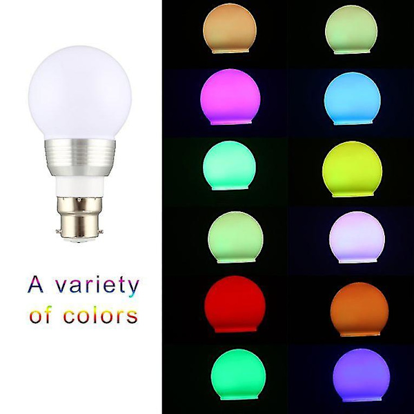 3W B22 16 Värillinen RGB LED-Lamppu Polttimo Kaukosäätimellä