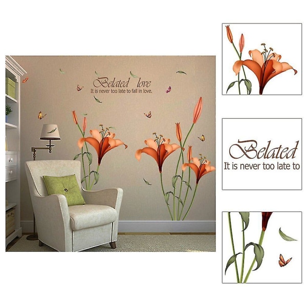 Vakker Lily Flower Flyttbare Pvc DIY Wall Decals-klistremerke