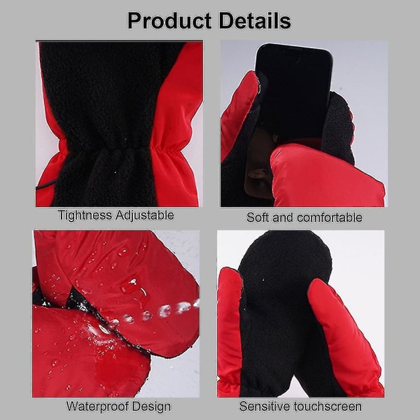 Elektrisk oppvarmede hansker for kvinner, oppvarmede skihansker, oppvarmede votter, vinterutendørs varme hansker med USB-oppladbare hansker Black