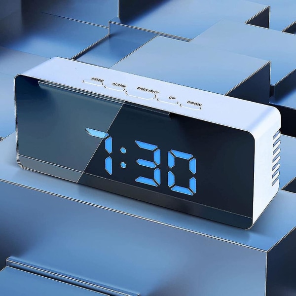 LED Digital Väckarklocka, Spegelväckarklocka LED-Display Temperaturfunktion För Sovrum, Kontor - (haoyi-yuhao
