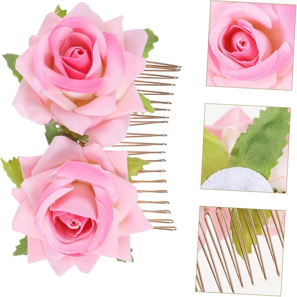 1 stk elegant blomsterbrudekam med doble aksenter, dekorativt bryllupshodeplagg