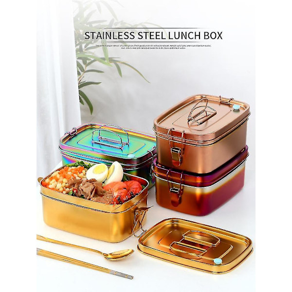 Rosa guld frokost Bento Box Forseglet stål madbeholder
