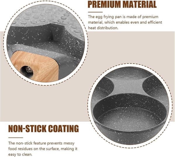 Stekepanne med varmebestandig belegg, 4-kopps non-stick laget av solid aluminiumslegering