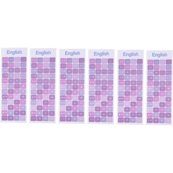 Tangentbordsdekaler 6-pack Engelska Bokstäver PVC Material Universell