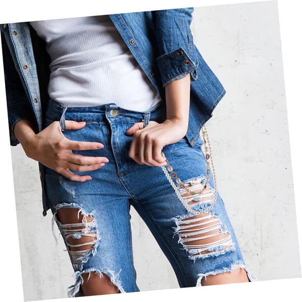 Perle Buksekæde Rhinestone Hjertekæde til Kvinder Taljebælte til Jeans Punk Mode Tilbehør
