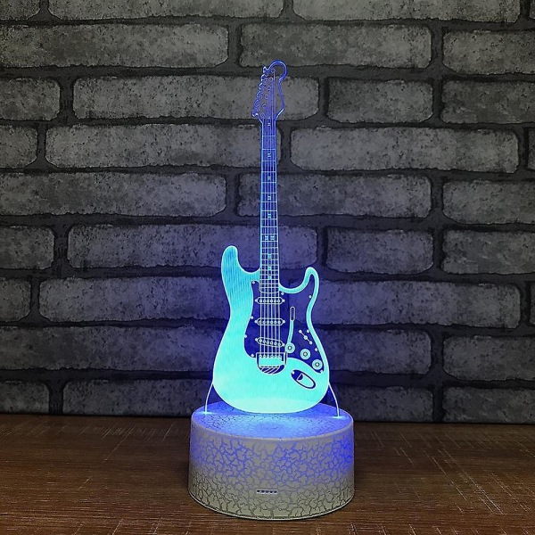 3d Illusion Lampe Elektrisk Guitar 7 Farver Skiftende Nat Lys