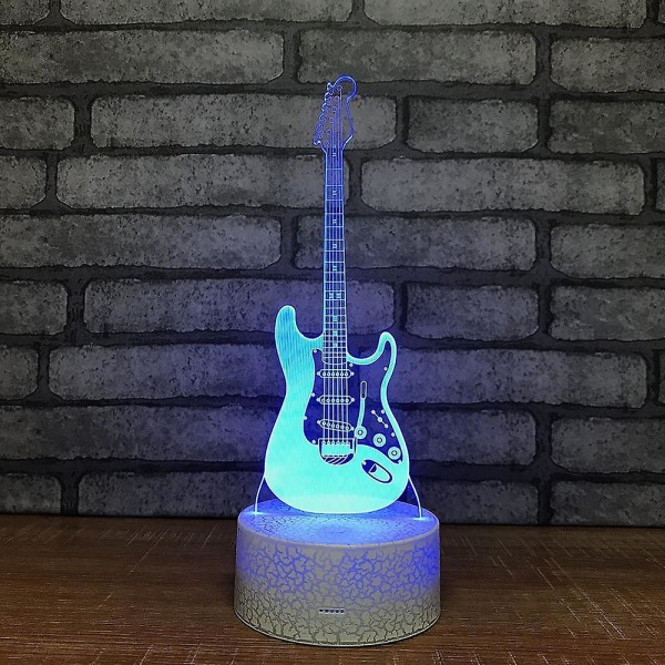 3D Illusionslampe Elektrisk Gitar 7 Farger Skiftende Nattelys