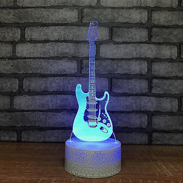 3D Illusionslampe Elektrisk Gitar Dekor Nattlys 7 Farger
