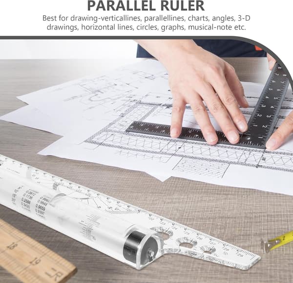 Parallel lineal til tegning og måling af materiale til tegne- og vinkelmålingsopgaver