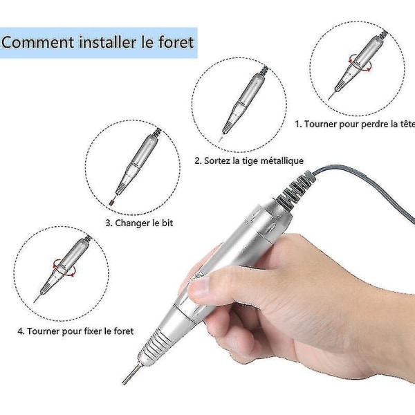 Elektrisk Nail Art Drill Pen Handtag Polish Grind Machine