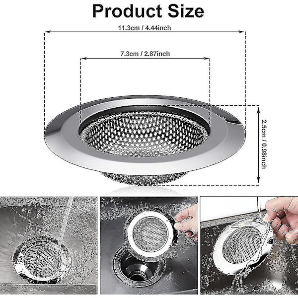 Hårfangst Sink Sil, Rustfritt Stål, Dusj Avløpsdeksel