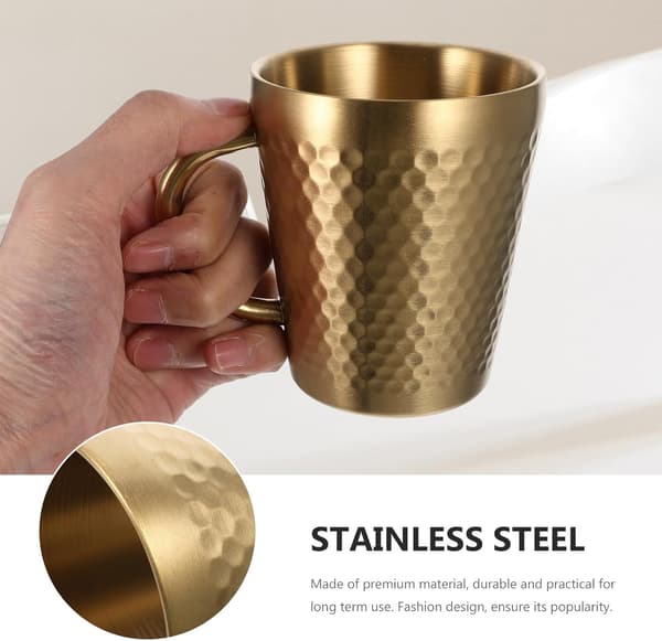 300 ml kaffemugg tekopp rostfritt stål kreativ modedesign platt bas droppmotstånd multifunktionskopp