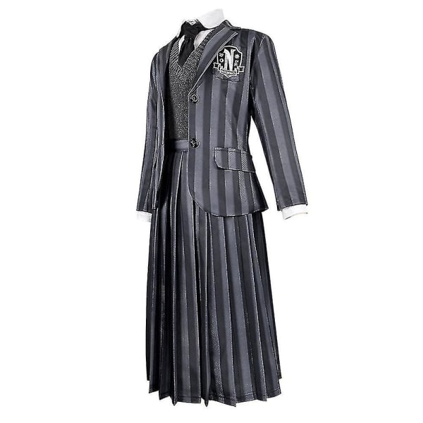 Kvinders Wednesday Addams Deluxe Kostume Sæt Nevermore Uniform Outfit/parykker/dukke 2XL with Wig