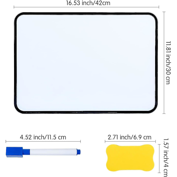 Tørrmarkeringstavle, A3 Dobbeltsidig Hvittavle Med Tørrmarkeringspenn, Magneter Og Viskelær Farge Tilfeldig For Barn Eller Skole, Hjem (42x30cm Bl