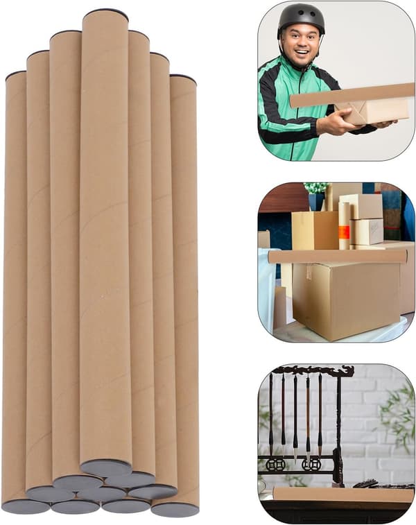 10 st kraftpappersrör med svarta lock 50X5 cm – Posterrör