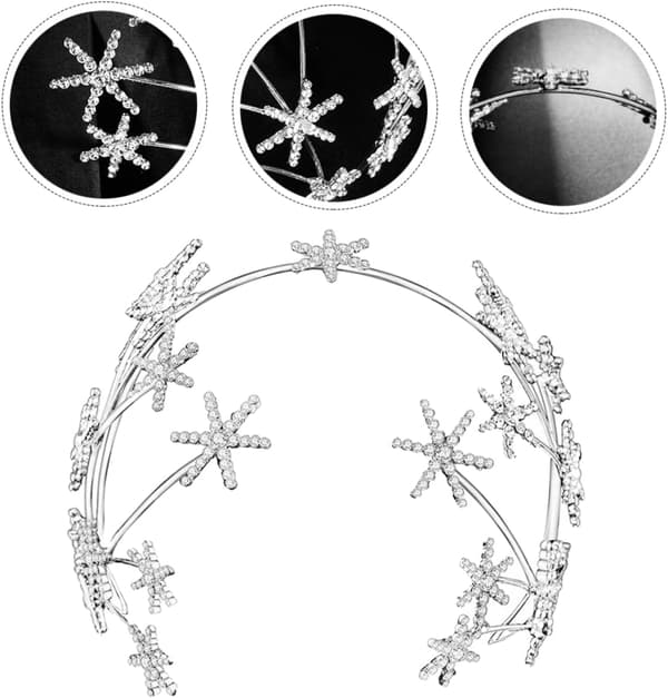 Stjernedekor Brudekrone Tiara Elegant Rhinestone Bryllupshodeplagg Hårpynt