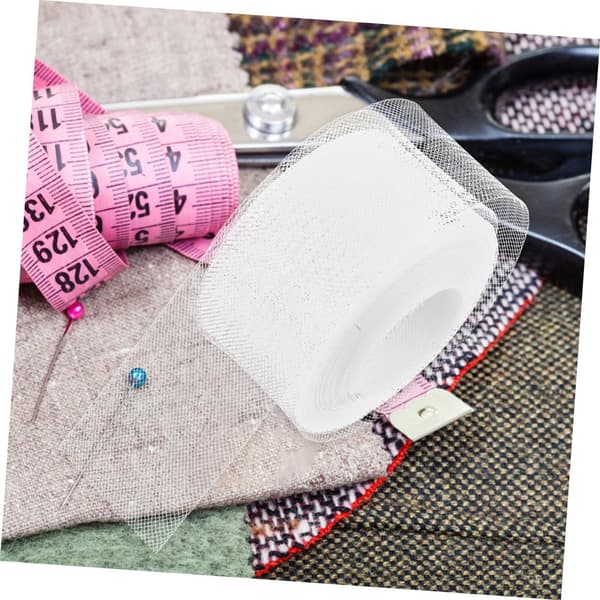 4 cm brett vitt elastiskt fiskbensnätband i polyester, hästhårsfläta, sömnadskant