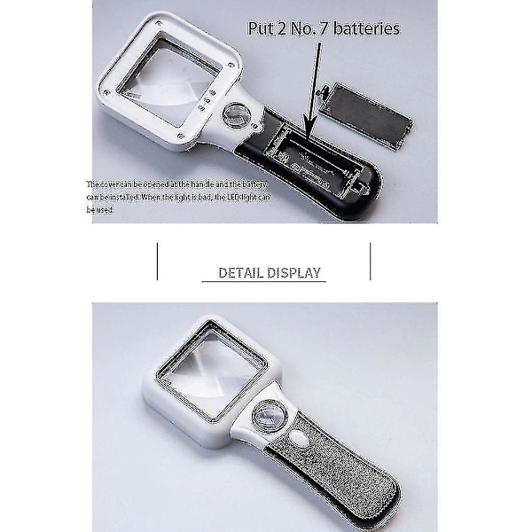 Håndholdt 5x 45x Oplyst Lupe Med 3 LED+UV Lampe Læsning Forstørrelsesglas Smykker Penge Seddel Insp