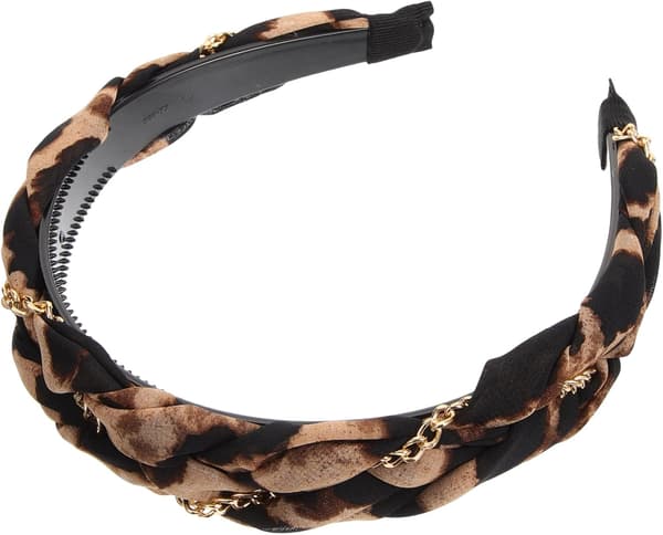Leopardprint-hårbånd til kvinder Brede stofhårbånd med skridsikkert greb
