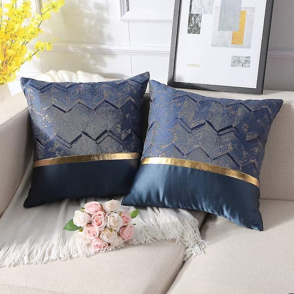2 st Polyester Gyllene Trådsvåg Dekorativa Kuddfodral Hem Vardagsrum Soffa Sovrum