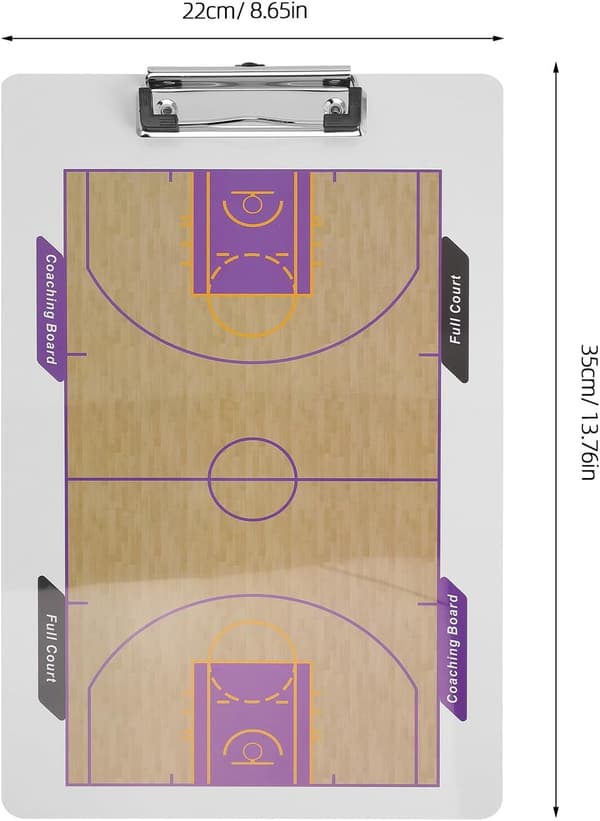 Dubbelsidig basketcoach-tavla med torrraderbar yta