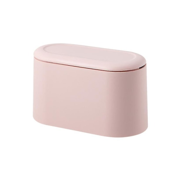 1 stk Enkel Mini Skrivebords Søppelbøtte Trykklokk Søppelbøtte Bord Avfallsbeholder Rosa