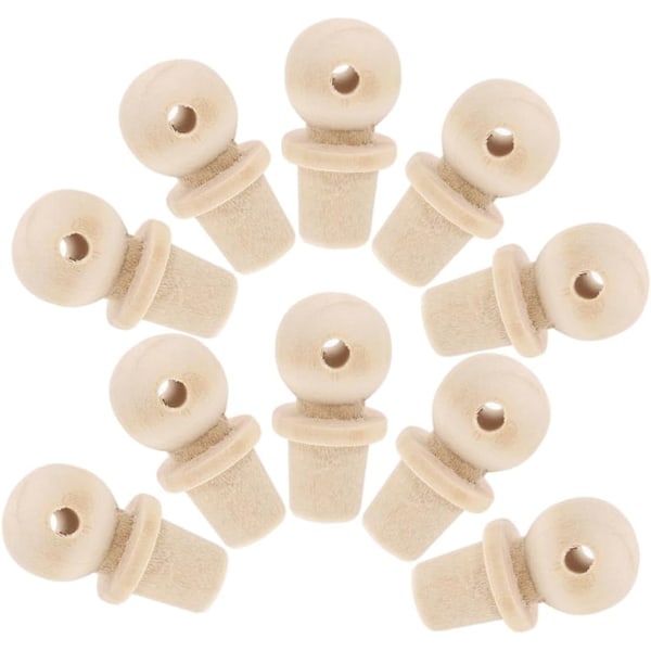 Sett med 10 Tretopper Gresskar Design Flaskepropper Mini Korker for Håndverk Dekorative Treknapper