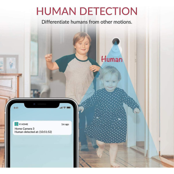 Koti-Wifi-valvontakamera 3, Wifi-IP-kamera Full HD 1080p Turvakamera, jonka tehostaa tekoäly